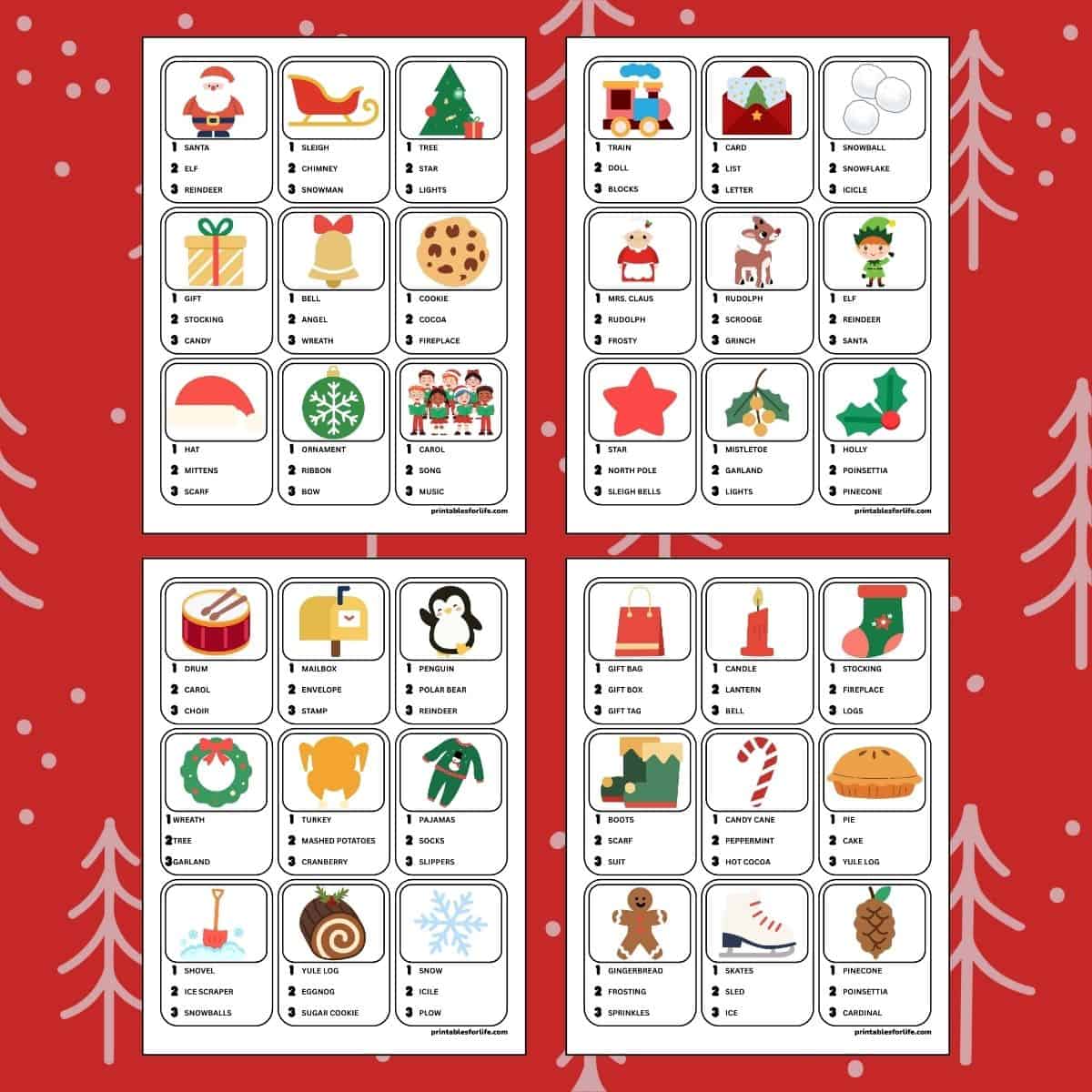 36 free printable christmas pictionary game cards